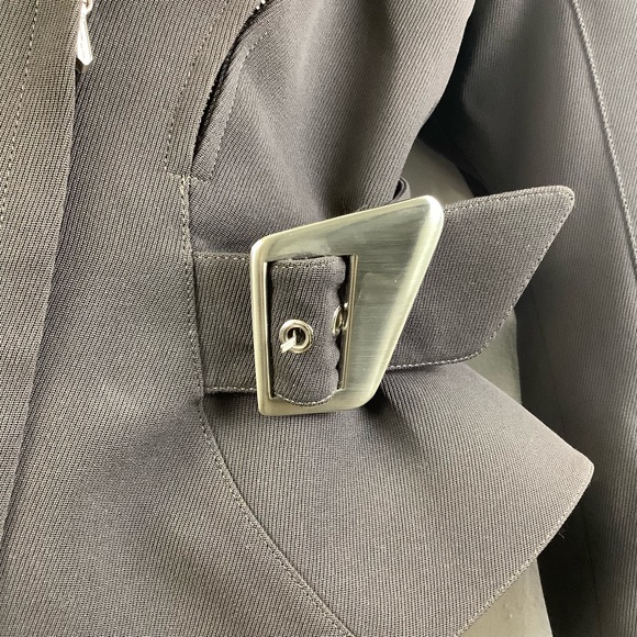 Thierry Mugler Vintage Wool Belted Zip Peplum Jacket in Dark Grey - Picture 2 of 7